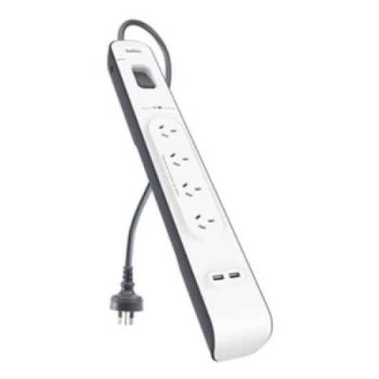 Belkin 4 Way Surge Board with 2 x USB Ports (2.4A)