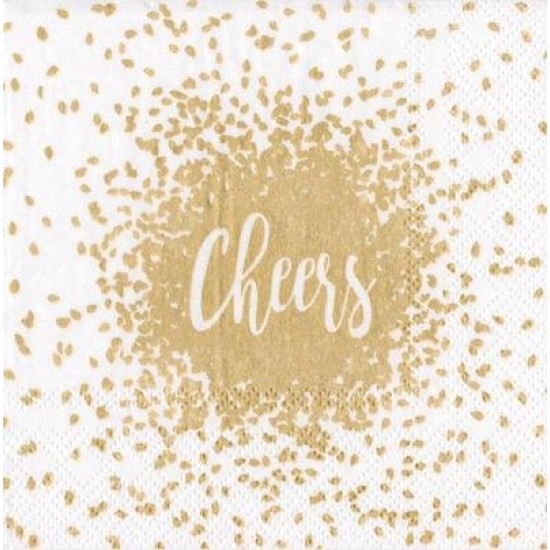 CHRISTMAS NAPKINS CHEERS GOLD C