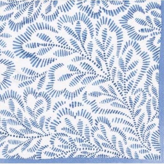 CAS NAPKINS PRNT LEAVES BLUE C