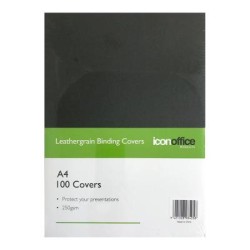 Icon Binding Covers A4 Black 250gsm, Pack of 100 Icon Binding Covers A4 Black 250gsm, Pack of 100
