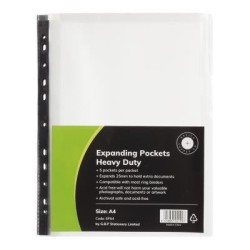 OSC Copysafe Pockets Heavy Duty Expanding A4, Pack of 5 OSC Copysafe Pockets Heavy Duty Expanding A4, Pack of 5