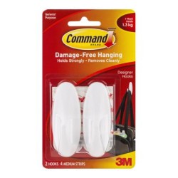 Command Hook 17081 Designer Medium White, Pack of 2 Command Hook 17081 Designer Medium White, Pack of 2