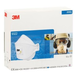 3M Respirator Aura 9322A+ Flat Fold Standard White P2, Pack of 10 3M Respirator Aura 9322A+ Flat Fold Standard White P2, Pack of 10