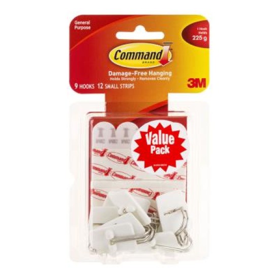 Command Hook 17067 Small White Wire, Value Pack of 9