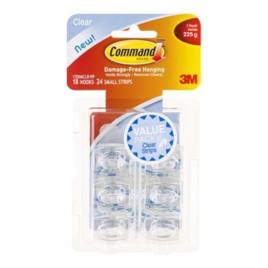 Command Hook 17006CLR-VP Mini Clear, Value Pack of 18