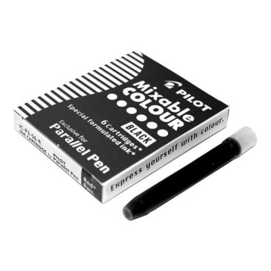 Pilot Parallel Pen Black Cartridge, Pack of 6 (IC-P3-S6-B)