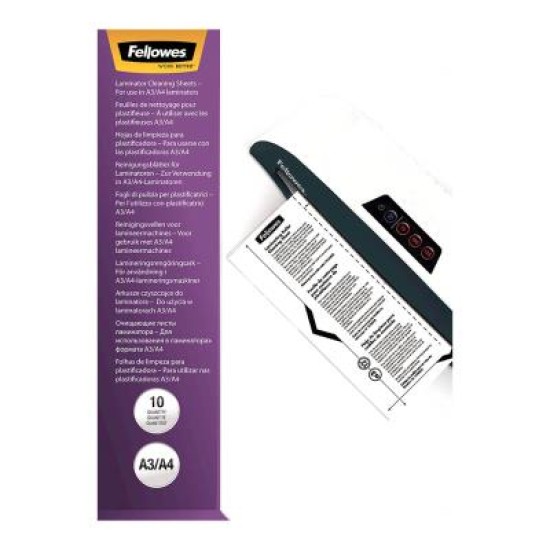 Fellowes Laminator Cleaning Sheets A4, Pack of 10