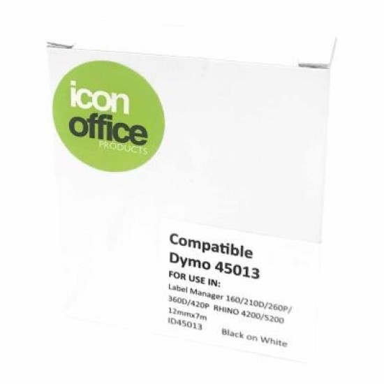 Okin Compatible Dymo D1 Label Tape 12mmx7m Black on White