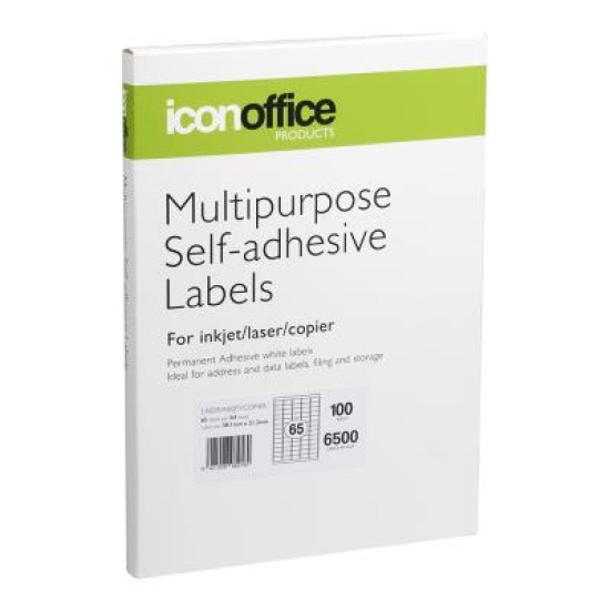 Okin Multipurpose Labels 65 Per Sheet 38.1x21.2mm, Pack of 100