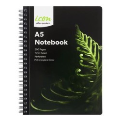Icon Spiral Notebook A5 PP Cover Black 200 pg Icon Spiral Notebook A5 PP Cover Black 200 pg