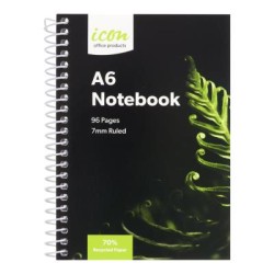 Icon Spiral Notebook A6 Soft cover 96 pg 70% Rec Icon Spiral Notebook A6 Soft cover 96 pg 70% Rec