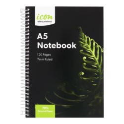 Icon Spiral Notebook A5 Soft cover 120 pg 70% Rec Icon Spiral Notebook A5 Soft cover 120 pg 70% Rec