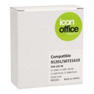 Okin Compatible Dymo LetraTag Tape 91201 12mmx4m Black on White