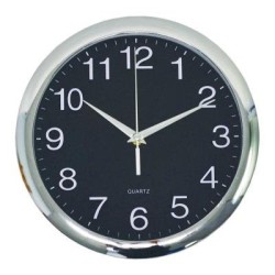 Italplast Quartz Wall Clock 30cm Black, Chrome Trim Italplast Quartz Wall Clock 30cm Black, Chrome Trim