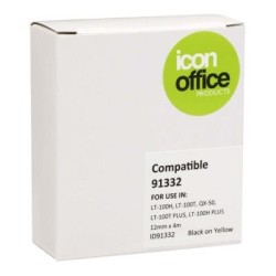 Icon Compatible Dymo LetraTag Tape 91332 12mmx4m Black on Yellow Icon Compatible Dymo LetraTag Tape 91332 12mmx4m Black on Yellow