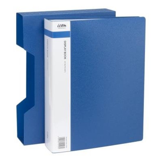 Okin Display Book A4 with Insert Spine 100 Pocket with Case Blue