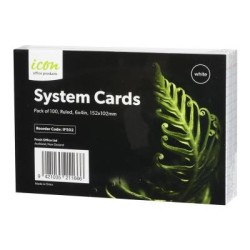 Icon System Cards Ruled 6x4 White, Pack of 100 Icon System Cards Ruled 6x4 White, Pack of 100