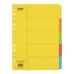 Icon Cardboard Dividers 5 Tab Coloured
