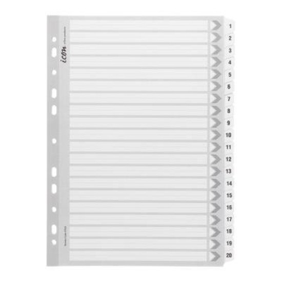 Icon Cardboard Indices with Reinforced Tabs 1-20 White