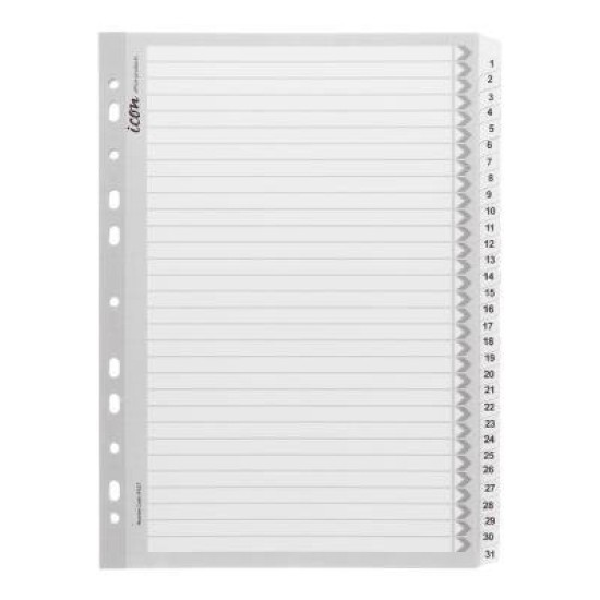 Icon Cardboard Indices with Reinforced Tabs 1-31 White