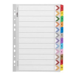 Icon Cardboard Indices with Reinforced Tabs 1-12 Coloured