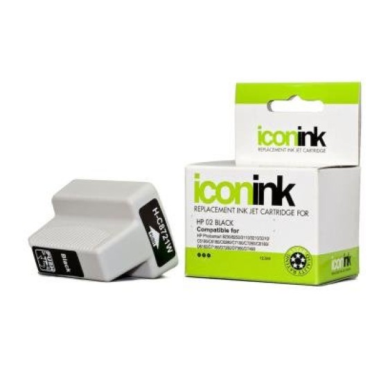 Icon Compatible HP 02 Black Ink Cartridge (C8721WA