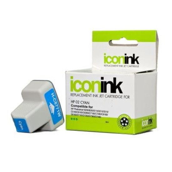 Icon Compatible HP 02 Cyan Ink Cartridge (C8771WA