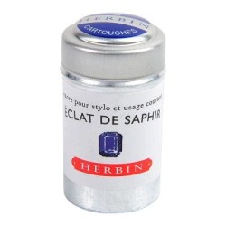 Herbin Writing Ink Cartridge Eclat de Saphir, Pack of 6 Herbin Writing Ink Cartridge Eclat de Saphir, Pack of 6