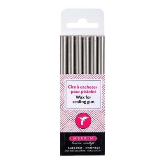 Herbin Wax Gun Sticks Silver, Pack of 6