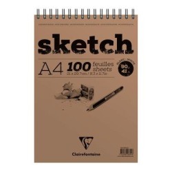 Clairefontaine Sketch Spiral Pad A4 White Clairefontaine Sketch Spiral Pad A4 White