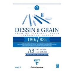 Clairefontaine Drawing Pad Grain A3 180g 30sh Clairefontaine Drawing Pad Grain A3 180g 30sh