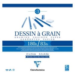Clairefontaine Drawing Pad Grain 21x21cm 180g 30sh Clairefontaine Drawing Pad Grain 21x21cm 180g 30sh