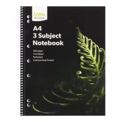 Icon Spiral 3 Subject Notebook A4 Soft Cover 300pg Icon Spiral 3 Subject Notebook A4 Soft Cover 300pg