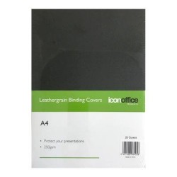 Icon Binding Covers A4 Black 250gsm, Pack of 20 Icon Binding Covers A4 Black 250gsm, Pack of 20