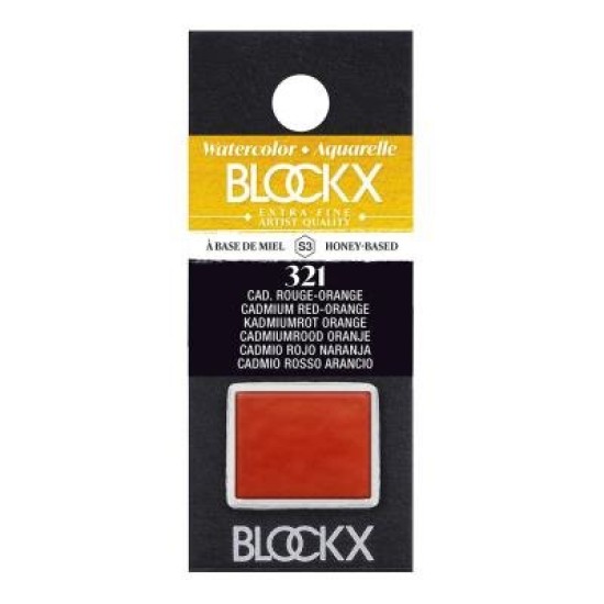 BLOCKX Watercolour Half Pan S3 321 Cadmium Red Orange