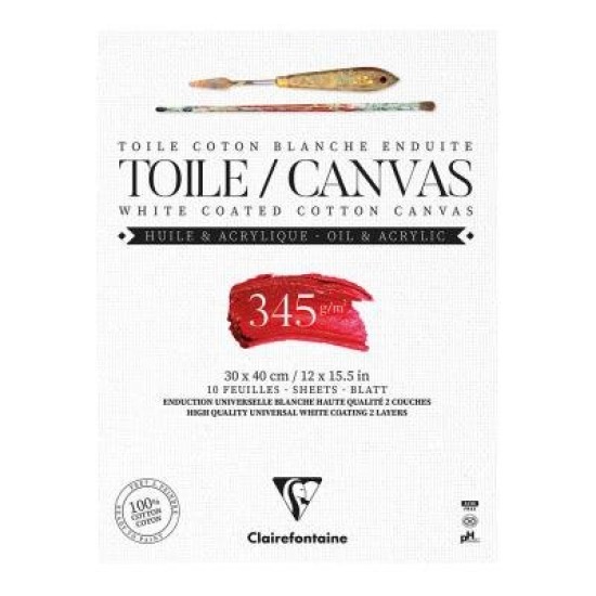 Cotton Canvas Pad White 30x40cm 345g 10sh