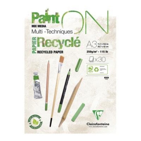 PaintON Recycled Paper Pad White A3 30sh