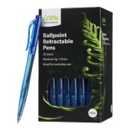 Okin Ballpoint Retractable Pens Blue, Pack of 50