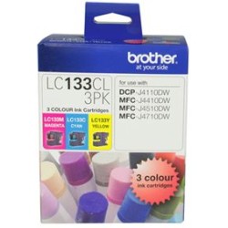 Brother ink cartridge lc133cl3pk cyan/magenta/yellow inkjet 600 pages high yield 3/ pack