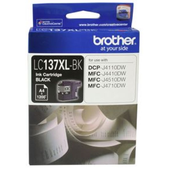Brother ink cartridge lc137xlbk black inkjet 1200 pages super high yield