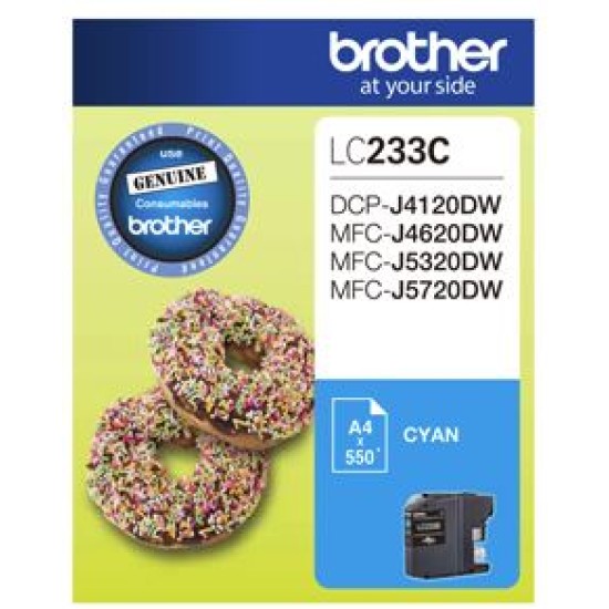 Brother ink cartridge lc233c cyan inkjet 500 pages