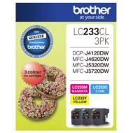 Brother ink cartridge lc233cl3pk cyan/magenta/yellow inkjet 500 pages 3/pack