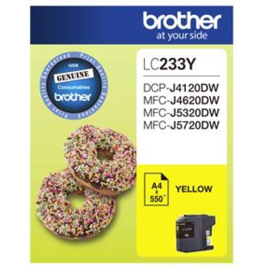 Brother ink cartridge lc233y yellow inkjet 500 pages