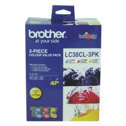 Brother ink cartridge lc38cl3pk cyan/magenta/yellow 3 pack