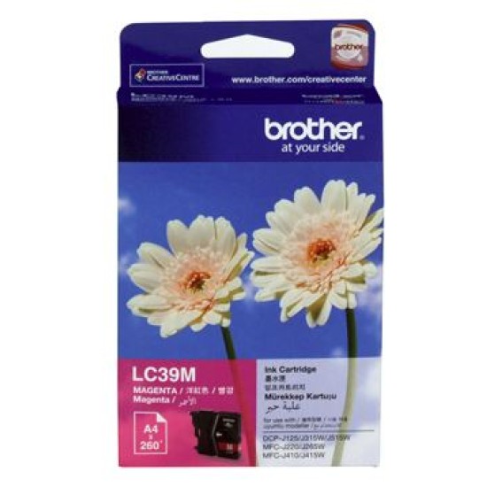 Brother ink cartridge lc39m magenta inkjet 260 pages 1/pack oem