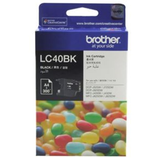 Brother ink cartridge lc40bk black inkjet 300 pages