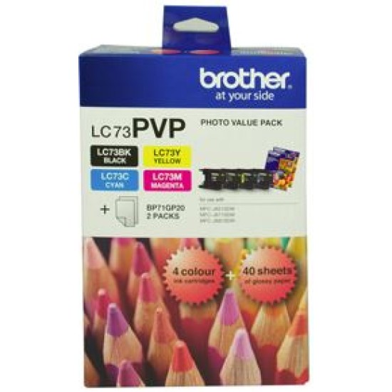 Brother ink cartridge lc73pvp black/cyan/magenta/yellow 600 pages 4 / pack