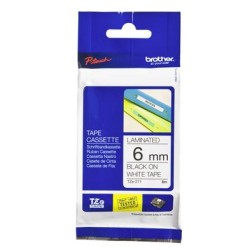 BROTHER TAPE PTOUCH TZE211 6MM BLACK ON WHITE 8M
