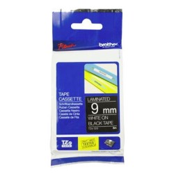 Brother TZe325 9mm WHITE ON BLACK Labelling Tape
