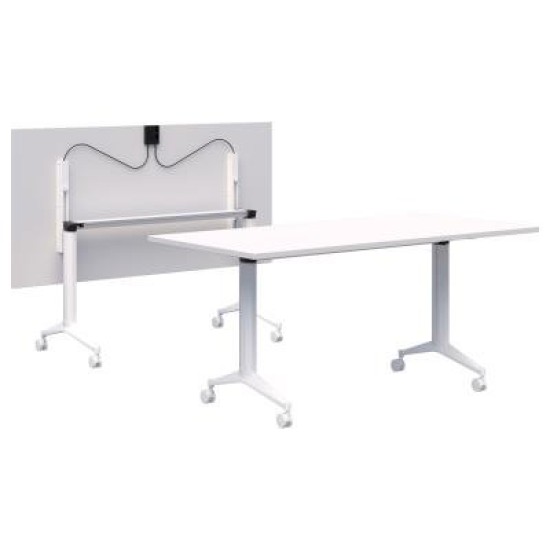 Boost Flip Table  1200 x 750mm Snow/White. Simple flip mechanism. Mobile. 15 Yr Warranty